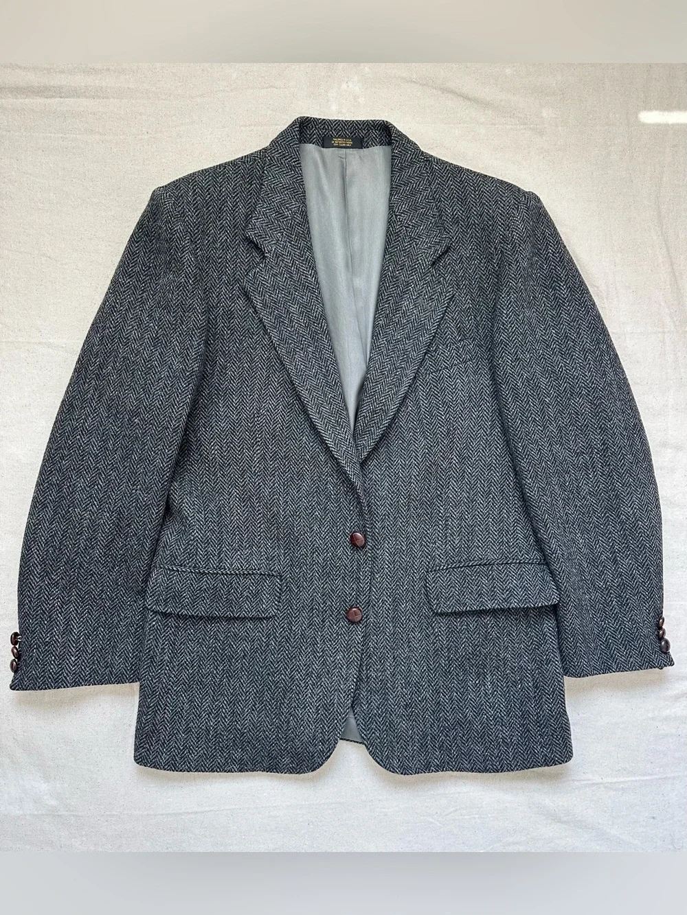Vintage Harris Tweed Grey Herringbone Blazer Sport Coat Patrick James 40R